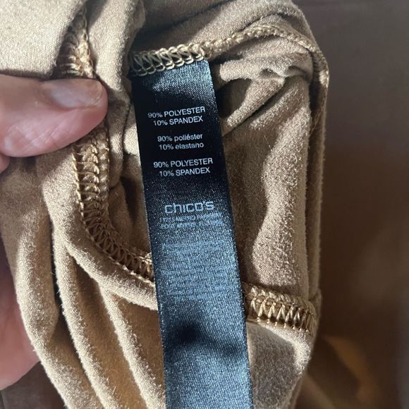 travelers collection Chicos Size I Faux Suede back Zipper 3/4 Sleeve Caramel - Picture 8 of 9